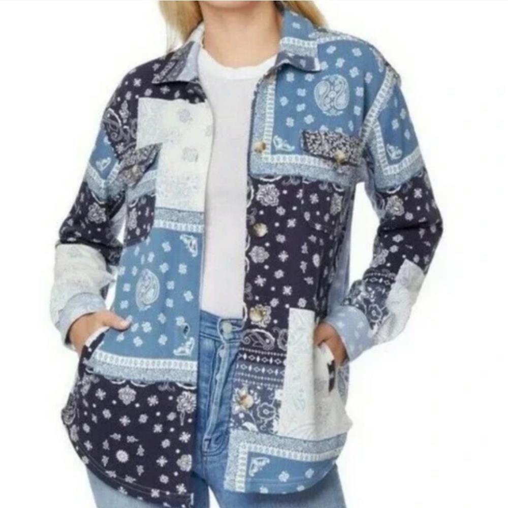 C&C California Blue Bandana Print Shirt Jacket